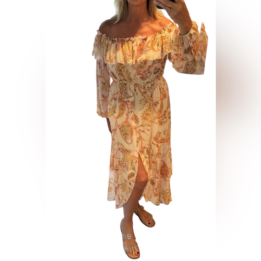 SHEIN Floral Cream Maxi Dress